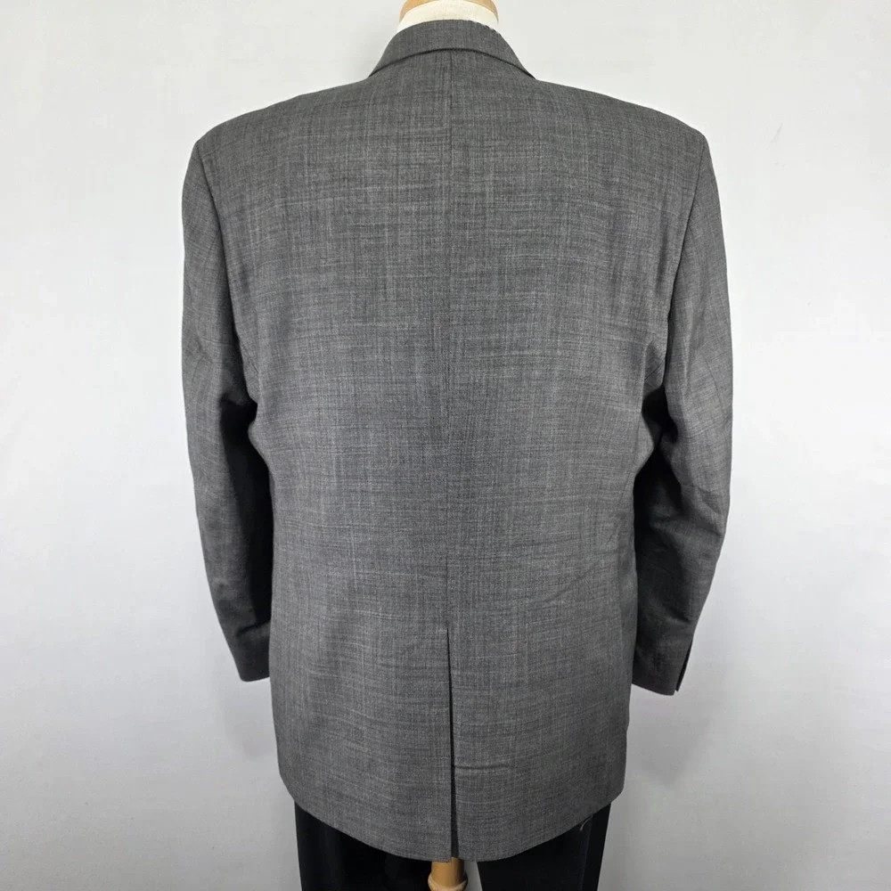 Chaps Men's‎ Sport Coat Blazer Two Button Gray Heather Sharkskin Wool 46R